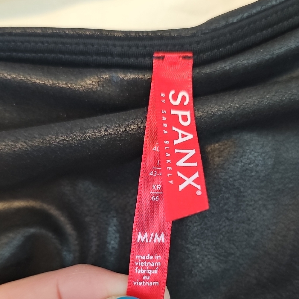 SPANX Faux Leather Leggings Black, Womens Medium Stretch - Picture 8 of 13